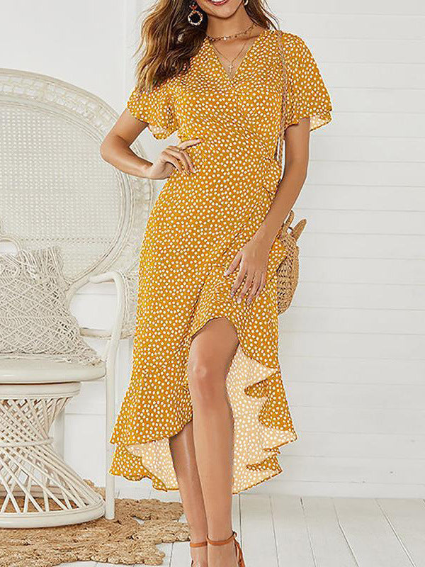 Women's Wrap Maxi Dress – Belted V-Neck Dress