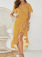 Women's Wrap Maxi Dress – Belted V-Neck Dress