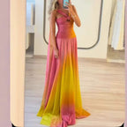 Women's Ombre Maxi Dress – Spaghetti Strap Flowing Evening Gown