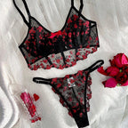 Women's Floral Lace Bra Set – French Style Bra & Matching Panty Set