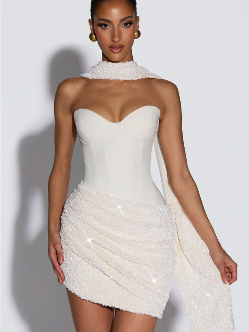 Women's Corset Sequin Mini Dress – Bustier Fitted Party Dress