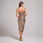 Women's Shiny Midi Dress – Slim Fit Party Dress – Adele