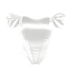Women's Bow Sleeve Corset Bodysuit – Off-Shoulder Fitted Evening Bodysuit