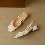 Women's Braided Slingback Sandals – Block Heel Dress Sandals