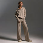 Women's Oversized Polo Sweater Set – Collared Sweater Wide Leg Pants Set