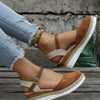 Women's Wedge Sandals with Woven Straps and Cushioned Sole
