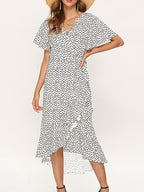 Women's Wrap Maxi Dress – Belted V-Neck Dress