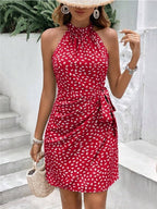 Women's Halter Neck Wrap Dress – High Waist Fitted Cocktail Dress