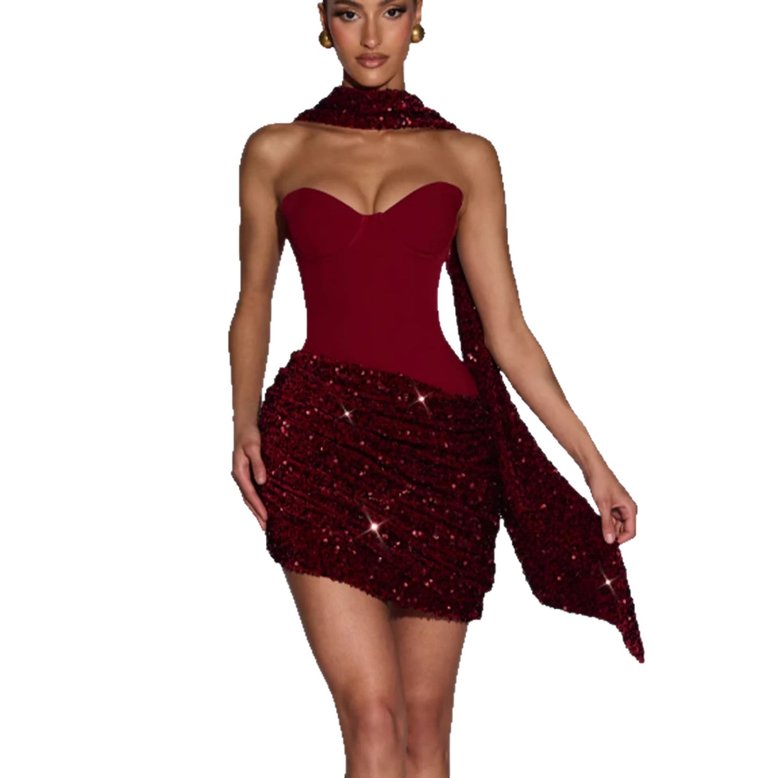 Women's Corset Sequin Mini Dress – Bustier Fitted Party Dress