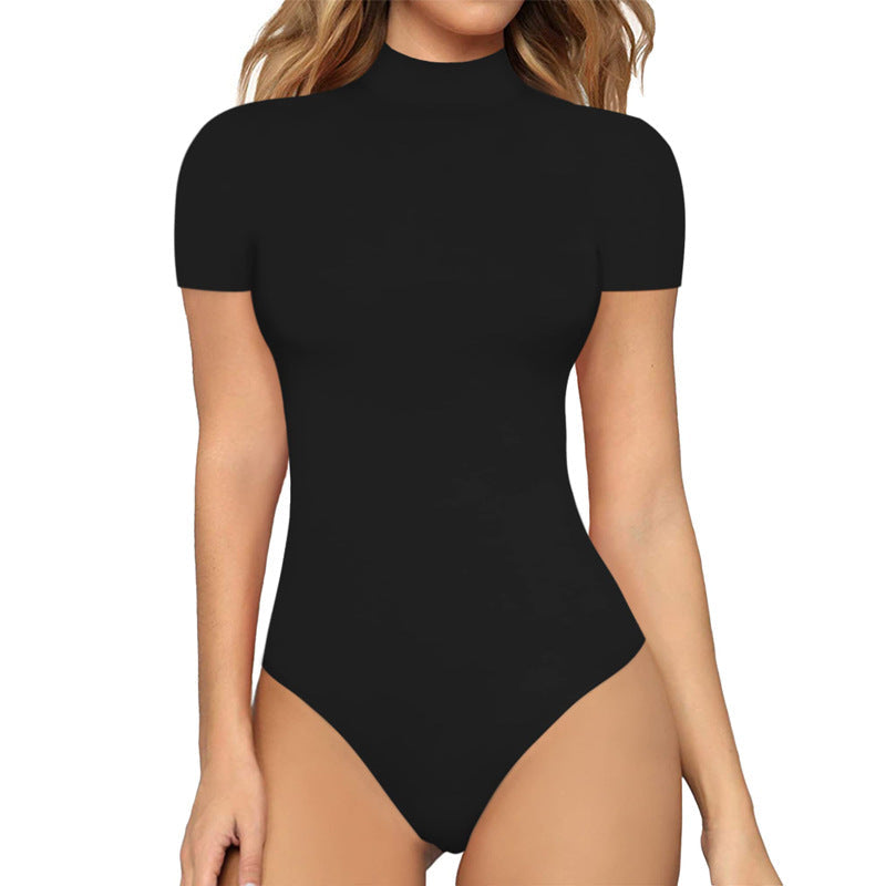 Women's Short Sleeve Bodysuit – Fitted Mock Neck Bodysuit