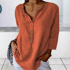 Women's Collared Button Blouse – Relaxed Long Sleeve Shirt Blouse