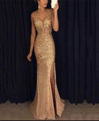 Women's Sleeveless Ball Gown – V-Neck Evening Dress