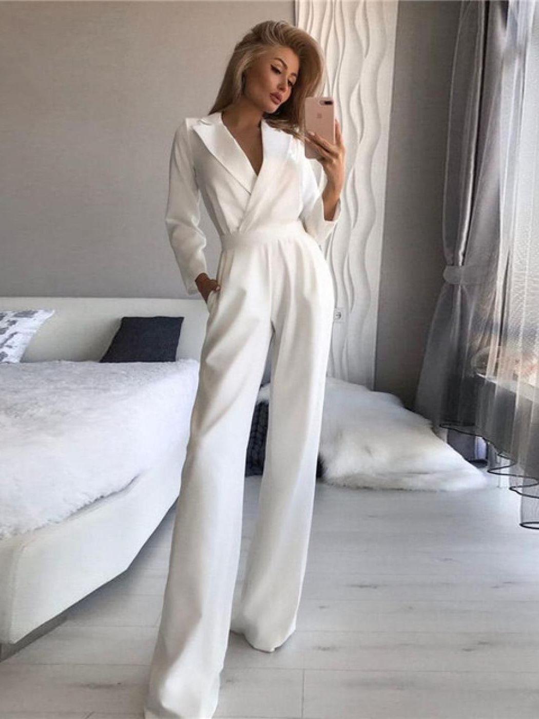 Women's Fitted Long Sleeve Jumpsuit – Tailored Formal Evening Jumpsuit