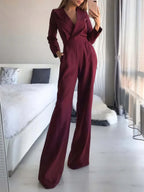 Women's Fitted Long Sleeve Jumpsuit – Tailored Formal Evening Jumpsuit