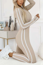 Women's Side Stripe Sport Bodysuit – Fitted Long Sleeve Active Bodysuit