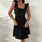 Women's Ruffle Strap Fit & Flare Dress – Feminine Flowy Mini Dress
