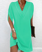Women's Short Sleeve Wrap Dress – V-Neck Flowy Summer Dress