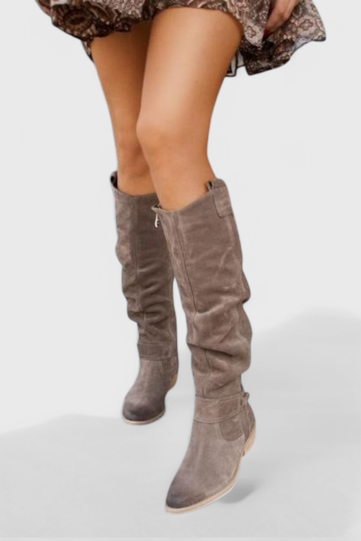 Women’s Retro Knee-High Boots – Vintage Inspired Tall Style - Celine