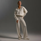 Women's Oversized Polo Sweater Set – Collared Sweater Wide Leg Pants Set