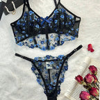 Women's Floral Lace Bra Set – French Style Bra & Matching Panty Set