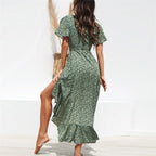 Women's Wrap Maxi Dress – Belted V-Neck Dress
