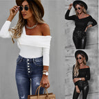 Women's Fitted Off-Shoulder Bodysuit – Long Sleeve Evening Bodysuit