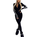 Women's Striped Sport Bodysuit – Fitted Long Sleeve Active Bodysuit