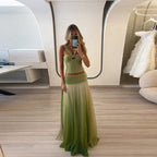 Women's Ombre Maxi Dress – Spaghetti Strap Flowing Evening Gown