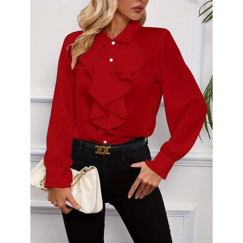 Women's Ruffle Sleeve Blouse – Elegant Dressy Blouse