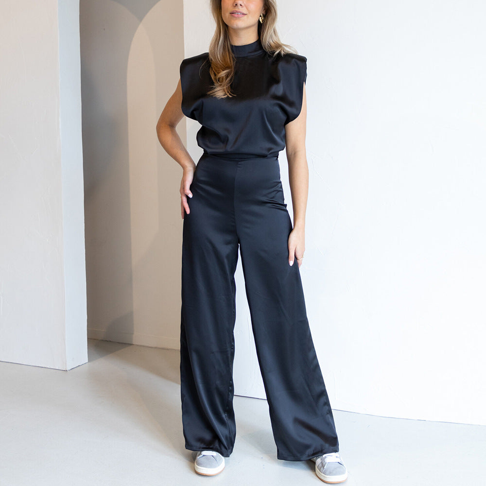 Women's Open Back Jumpsuit – Sleeveless Wide Leg Evening Jumpsuit