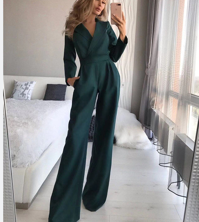 Women's Fitted Long Sleeve Jumpsuit – Tailored Formal Evening Jumpsuit