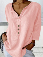 Women's Collared Button Blouse – Relaxed Long Sleeve Shirt Blouse