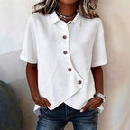 Women's Button Blouse with Textured Finish and Decorative Buttons