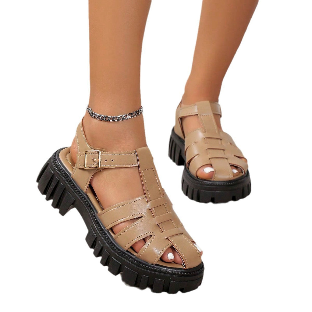 Women's Platform Sandals with Wide Straps and Cushioned Sole