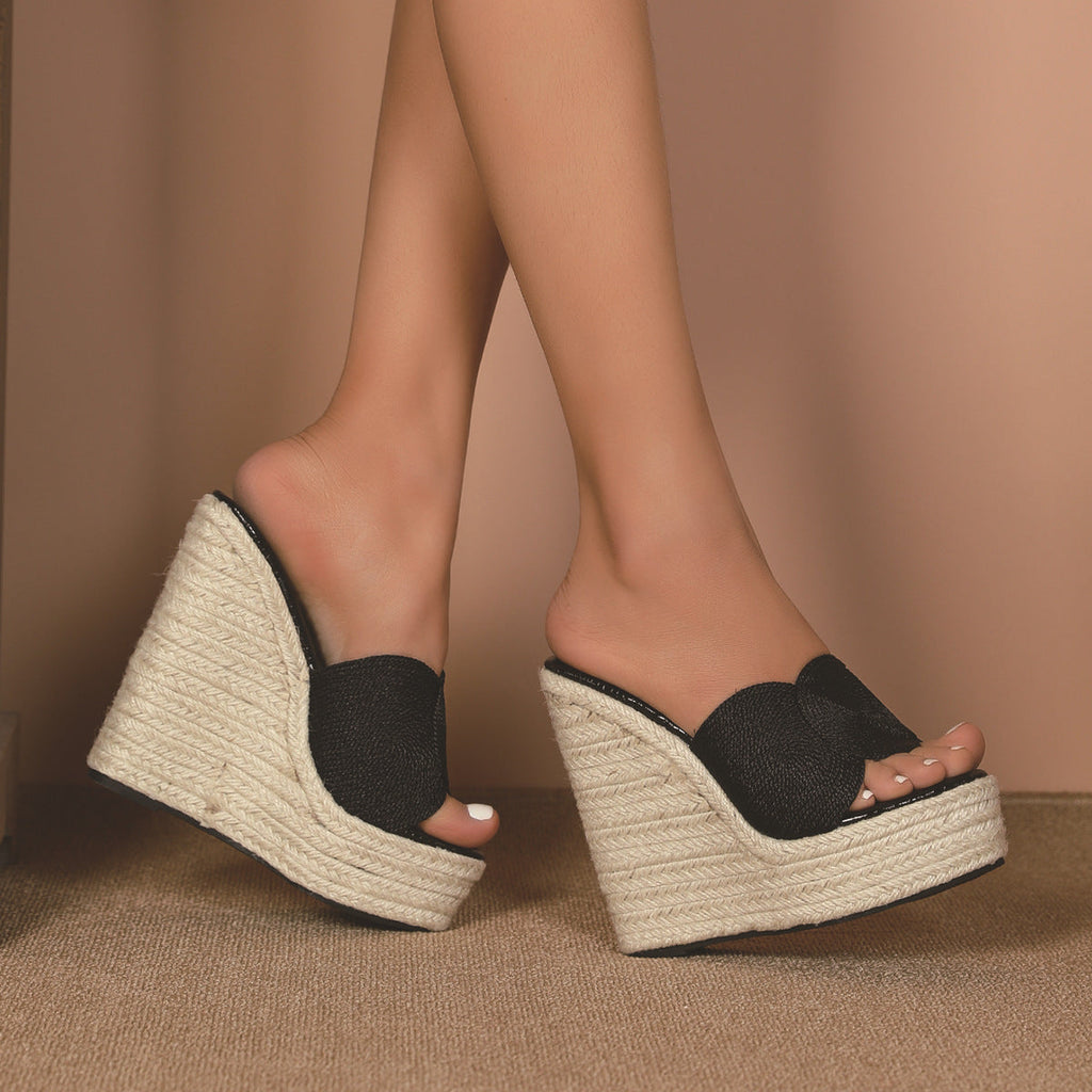 Women's Wedge Heels with Cushioned Footbed and Open Toe