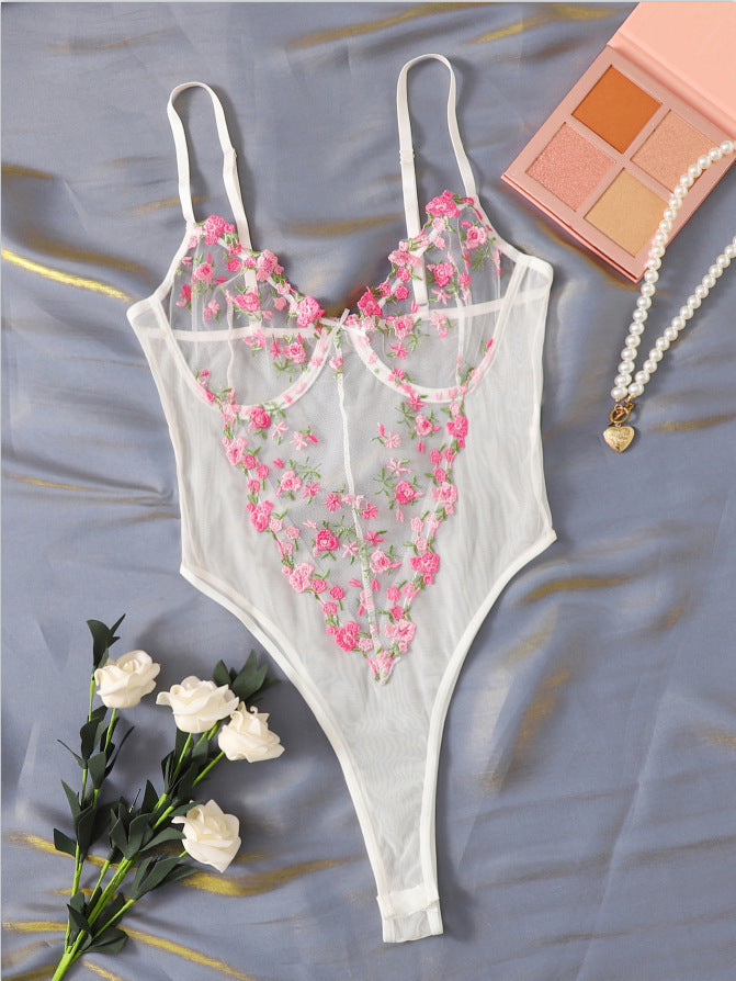Women's Embroidered Lace Lingerie Set – Floral Bra & Matching Brief Set