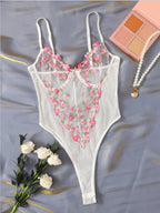 Women's Embroidered Lace Lingerie Set – Floral Bra & Matching Brief Set