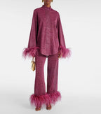 Women's Stand Collar Trouser Set – Long Sleeve Top & Coordinated Pants