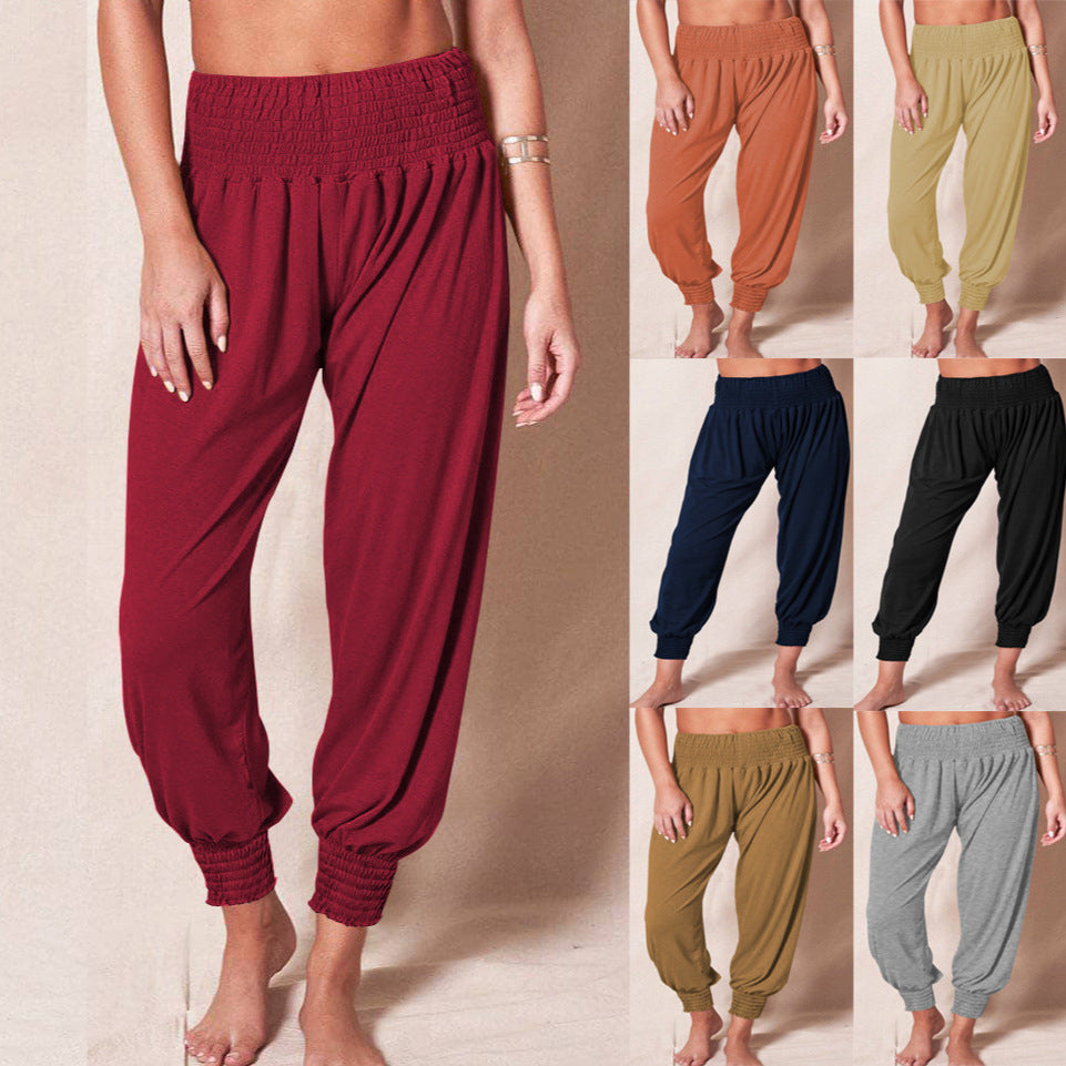 Women's Relaxed Jogger Pants – Elastic Waist Ankle Cuff Leisure Trousers