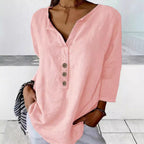 Women's Collared Button Blouse – Relaxed Long Sleeve Shirt Blouse