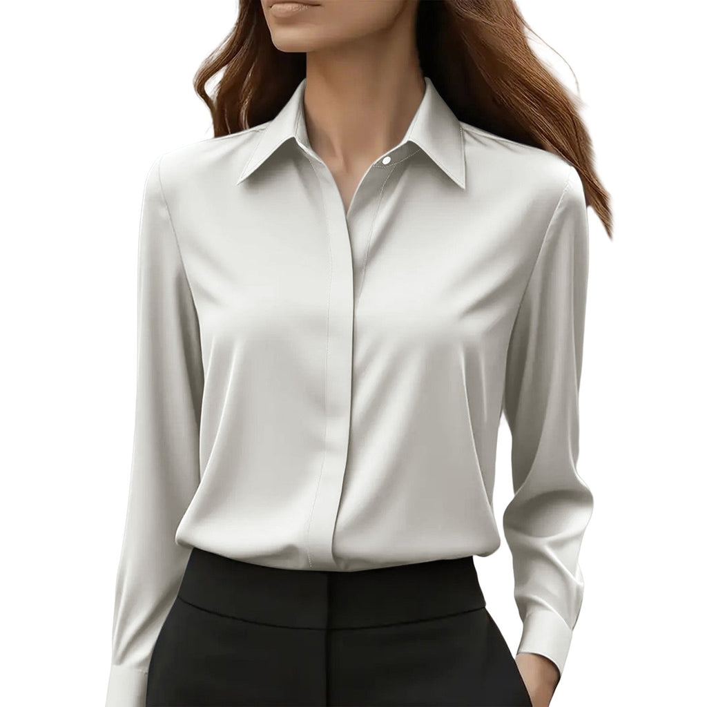 Women's Button Blouse with Classic Collar and Relaxed Fit