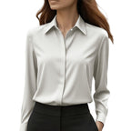 Women's Button Blouse with Classic Collar and Relaxed Fit