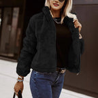 Women's Teddy Bomber Jacket – Soft Zip-Up Jacket