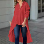 Women's Asymmetrical Tunic Blouse – Longline Button Front Shirt