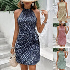 Women's Halter Neck Wrap Dress – High Waist Fitted Cocktail Dress
