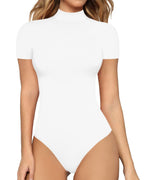 Women's Short Sleeve Bodysuit – Fitted Mock Neck Bodysuit