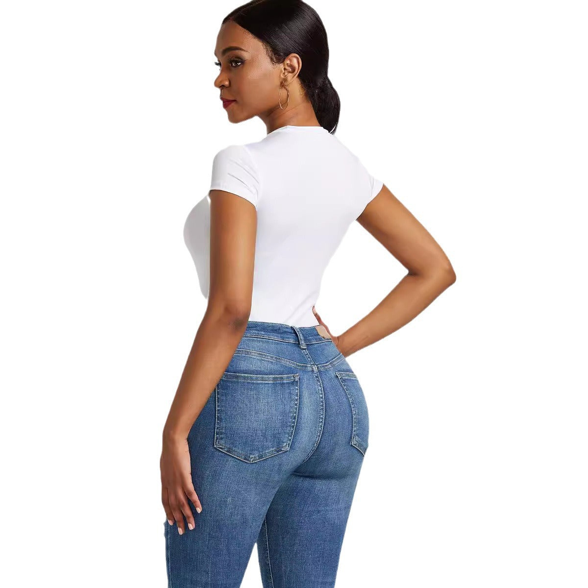 Women's Short Sleeve Bodysuit – Fitted Mock Neck Bodysuit