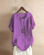 Women's Casual Blouse with Button Detail and Short Sleeves