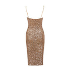 Women's Shiny Midi Dress – Slim Fit Party Dress – Adele