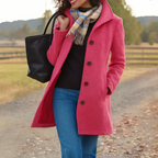 Women's Winter Coat – Button Front Long Coat – Helga